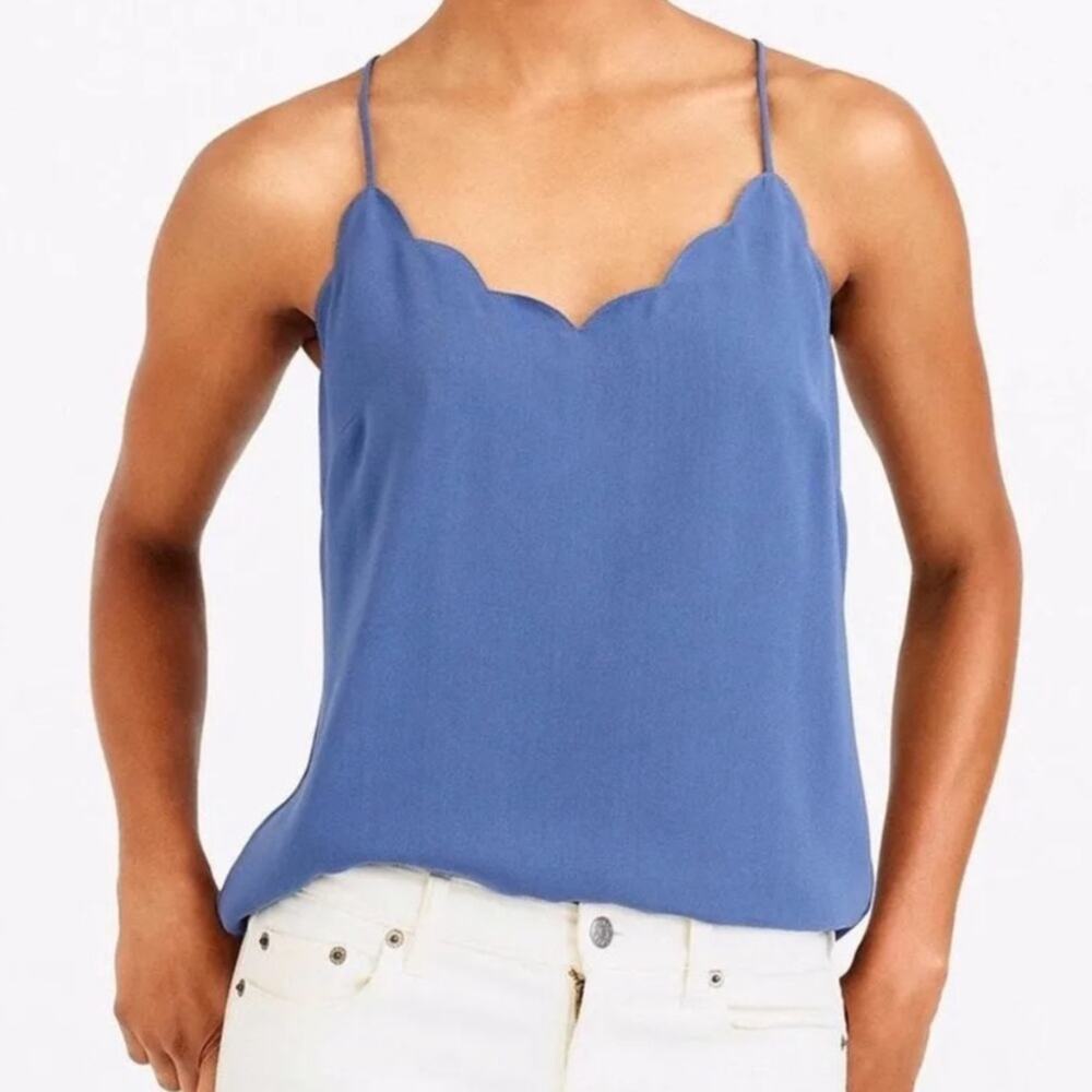 J. Crew Scalloped Edge Periwinkle Blue Tank Cami Blouse Size 0